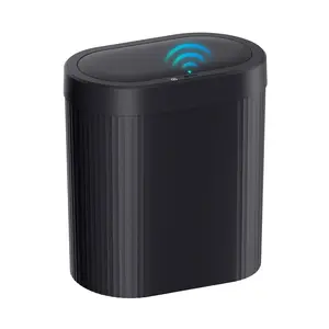 5 Gallon Bathroom Trash Can with Lid, Automatic Motion Sensor Black Trash Can, Touchless Slim  Garbage Bin for Kitchen, Bedroom, Office, and Bathroom