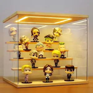 Clear Acrylic Display Case with Light , 5 Tier Display Box Stand Assembly Dustproof Protection Showcase for Collectibles Action Figures (12.6*12.2 * 11.8in; 32*31*30cm)