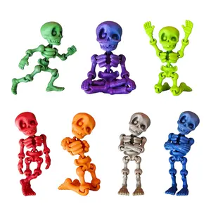 Random Color 3D Printed Decorative Skull Figurine Decor, Essential Halloween Gift & Home Decoration, Perfect for Halloween, Thanksgiving & Christmas