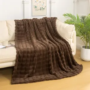 Luxury 3D Bubble Throw Blanket 2lb,All Ages,Home Decoration, (Brown,50 * 60inches)