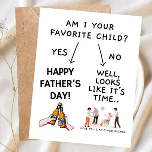 Funny Father's Day Card, Am I Your Favorite Child Card, Nursing Home Humor, Sibling Rivalry Card for Dad