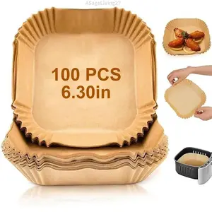 Air Fryer Paper Liners, 100Pcs Parchment Paper, Air Fryer Liners Disposable for Microwave, Non-Stick Air Fryer Liner Square/round Free of Bleach (6.3IN) Baking Supplies Kit BakewareEverlanelnspired17ASageLiving27