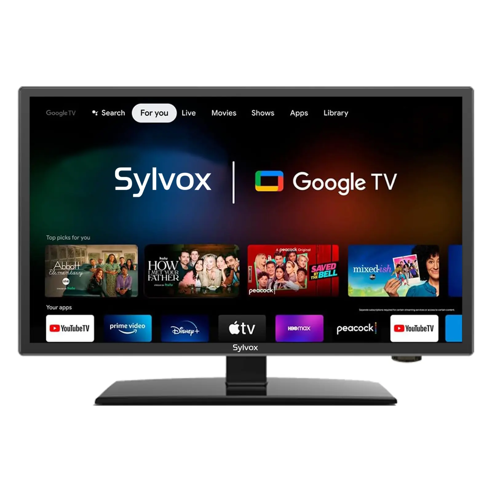 SYLVOX 40" 12V TV for RV, 12-24V DC/110V AC Powered Smart Television, 1080P FHD Google TV with Voice Assistant, WiFi Bluetooth, for Camper Truck Marine & Home