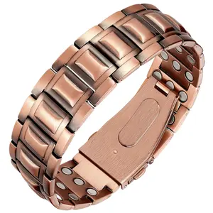 Jeracol Copper Bracelet for Men, Magnetic Bracelet Men with 3X Ultra Strength Magnets, 99.99% Pure Copper, Unique Folding Clasp Wristband, With Adjustment Tool