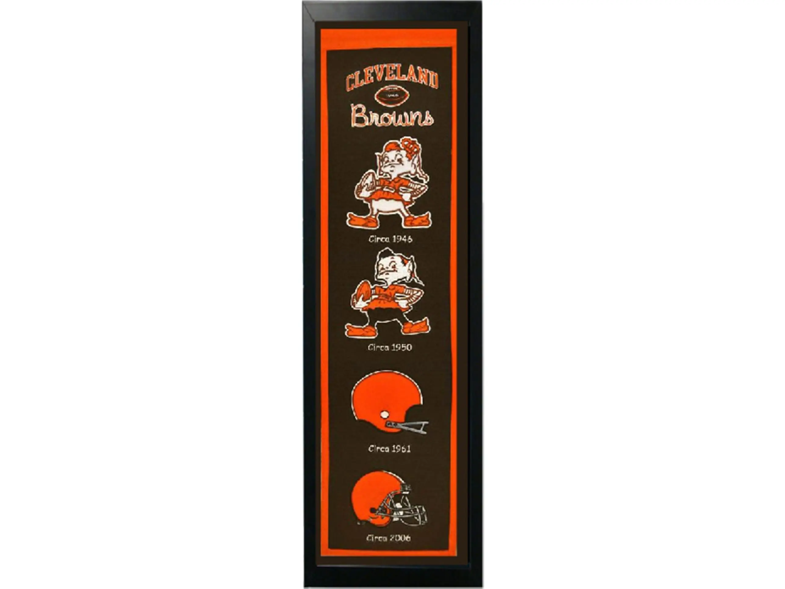 Encore Select Series Cleveland Browns Logo History Felt Banner - Authentic Logos, 14x37in Felt Fabric Indoor Sports Wall Display for Browns Fans, Home & Festive Party Backdrop Decor