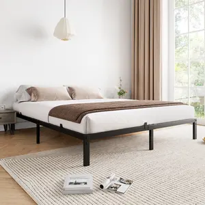 Heavy Duty Metal Platform Bed Frame 8/10/14 Inch Height Mattress Foundation Noise Free Design Under Bed Storage Space No Box Spring Needed Quick Easy Assembly Sturdy Durable Bedroom Furniture for Kids Teens Dorms Small Rooms