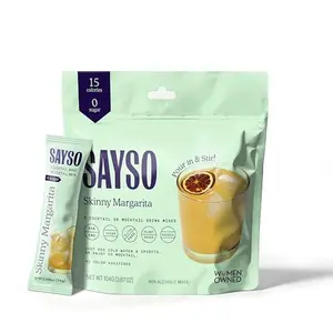 SAYSO Skinny Margarita Cocktail Sticks | Craft Cocktail or Mocktail in 1 Min, Just Add Water + Spirits (0g Sugar, 15 Calories, Vegan, Gluten-Free, Kosher, Non-GMO), 8 Single-Serve Mixers