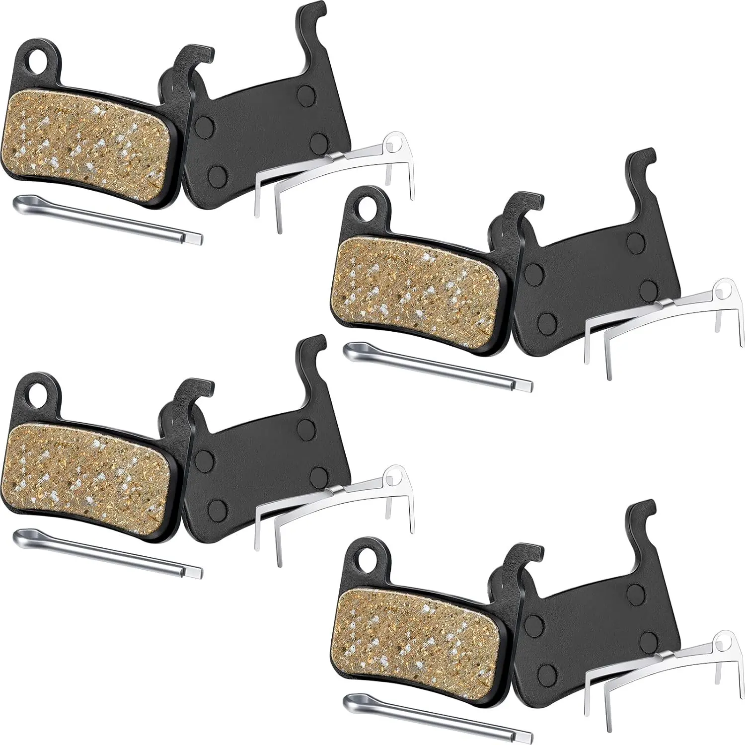 4 Pairs Resin Bicycle Disc Brake Pads - Bike Parts, Biking, Road Riding Essentials with Fine Appearance, Good Braking Effect, Easy Installation for Smooth Rides, Compatible with Shimano Deore, XT, XTR, LX, SLX, Hone, Alfine, Saint, Bike Accessories, Compo