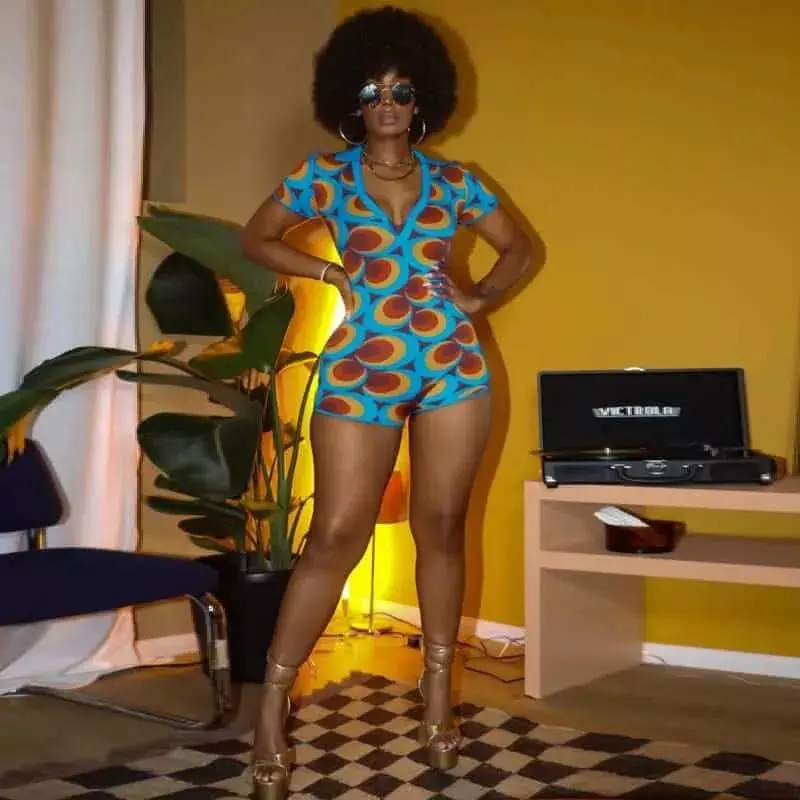 Disco Girl One Piece Shorts Romper