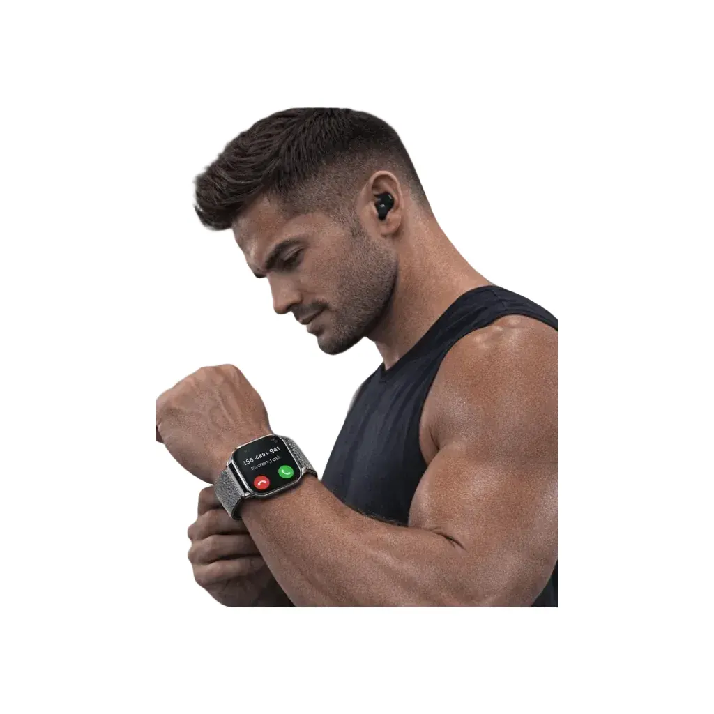 Next Level Active Essentials Men's Fitness Smartwatch Wristwatch - Bluetooth Calling, Full Touch Screen, Multisport Tracking, Health Monitoring, Water-Resistant, Long Battery Life, Calorie Tracker, Running Wearable Device