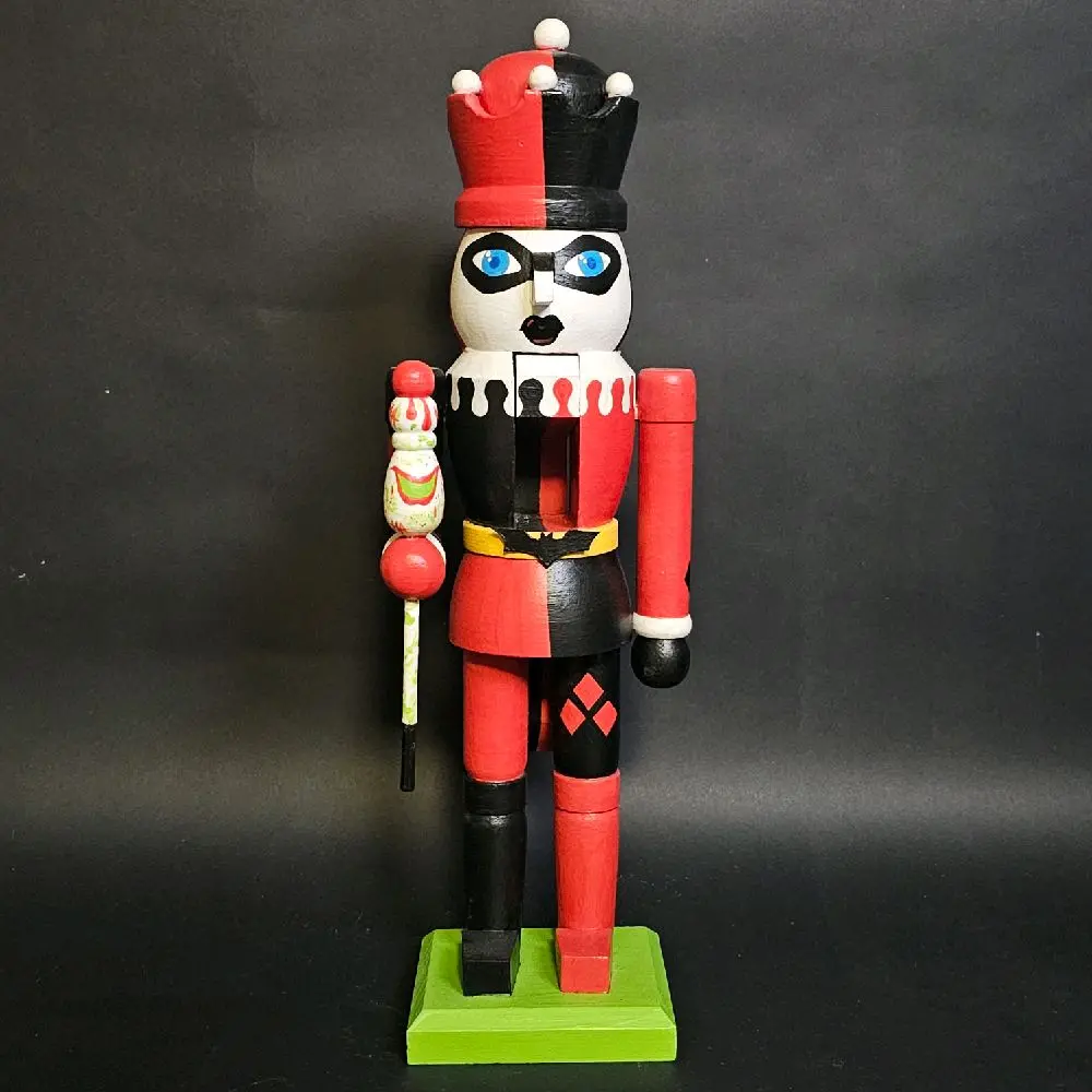 Black and Red Jester nutcracker | 12 inches tall | hand painted nutcracker