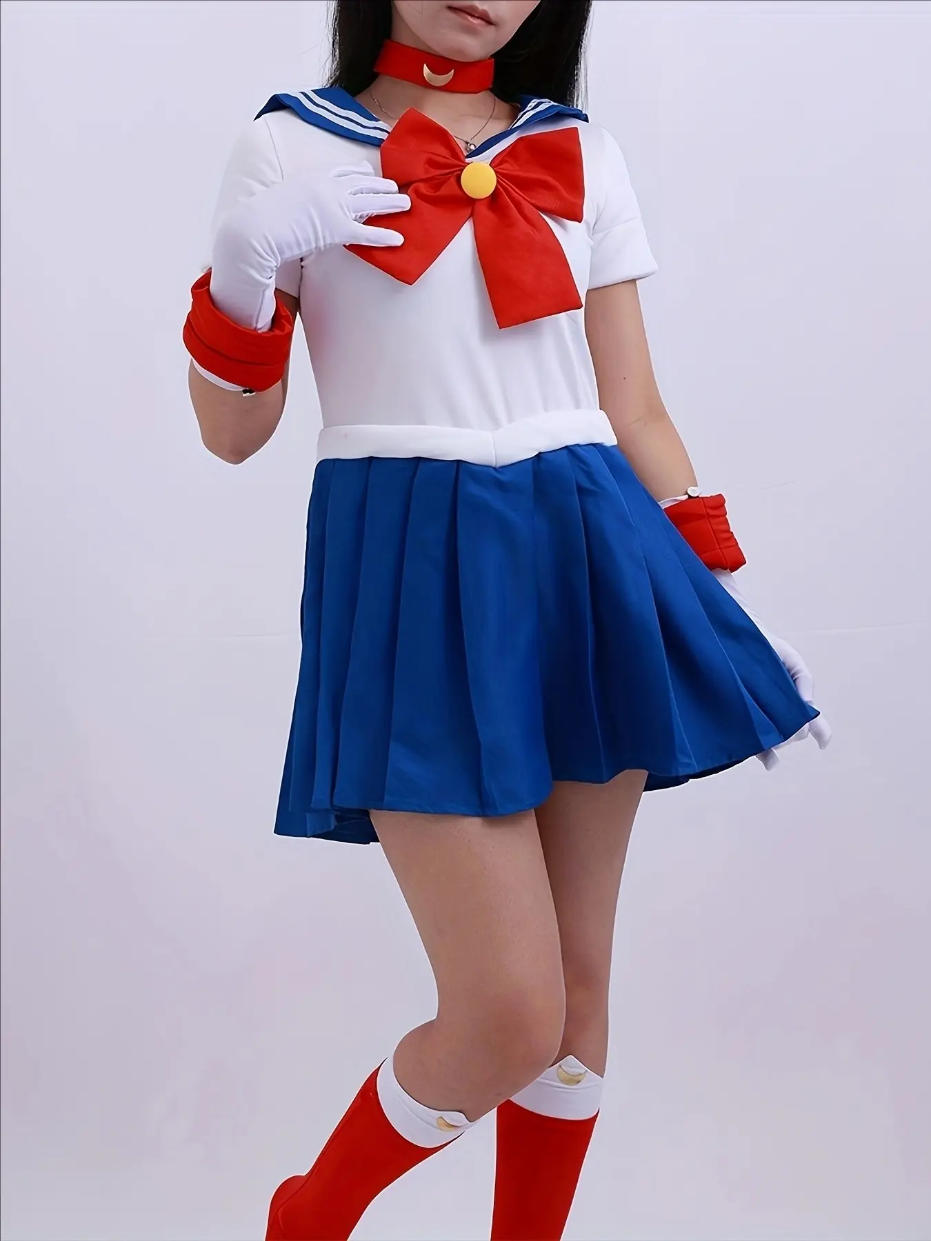 Anime Sailor Moon Cosplay Costume Tsukino Usagi Uniform Dress Outfits Accessory Womenswear Cosplay Yellow Wig Halloween Carnivl Party Women