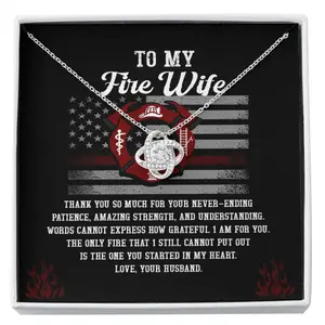 Wife Necklace,To My Fire Wife Necklace From Fireman Husband, Firefighters Wife Gift, Thin Red Line Custom Necklace