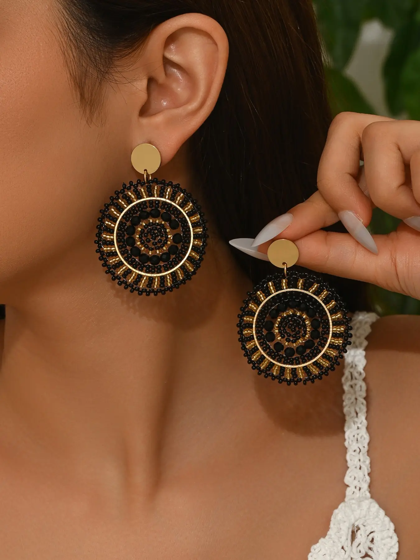 1 Pair Boho Vintage Multicolor Handmade Beaded Round Pendant Earrings, Chic Gorgeous Jewelry, Stylish Jewelry, Ethnic Fashion Drop Earrings, Perfect Gift for Valentine's Day, Mother's Day, perfect for women to wear on any occasion