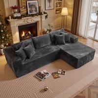 106" Grey L Shaped Sofa, Right Chaise