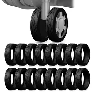 16 Pack Upgrade Luggage Wheel Covers,  Protective Covers for 2-2.4" Spinner Wheel, Wear-Resistant, Anti-Noise, Travel Accessories for Carry- Suitcases (Black)