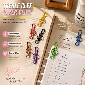 10Pcs Bold & Unique Musical Note Paper Clips Random Color Express Yourself Minimalist Desk Decor Paper Clips for Document Arrangement