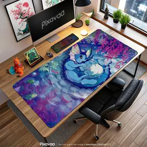 Dreamy Vaporeon Underwater Mouse Pad – Water Desk Mat, Ocean Fantasy Setup, Eeveelution Gift, Anime Gaming Decor