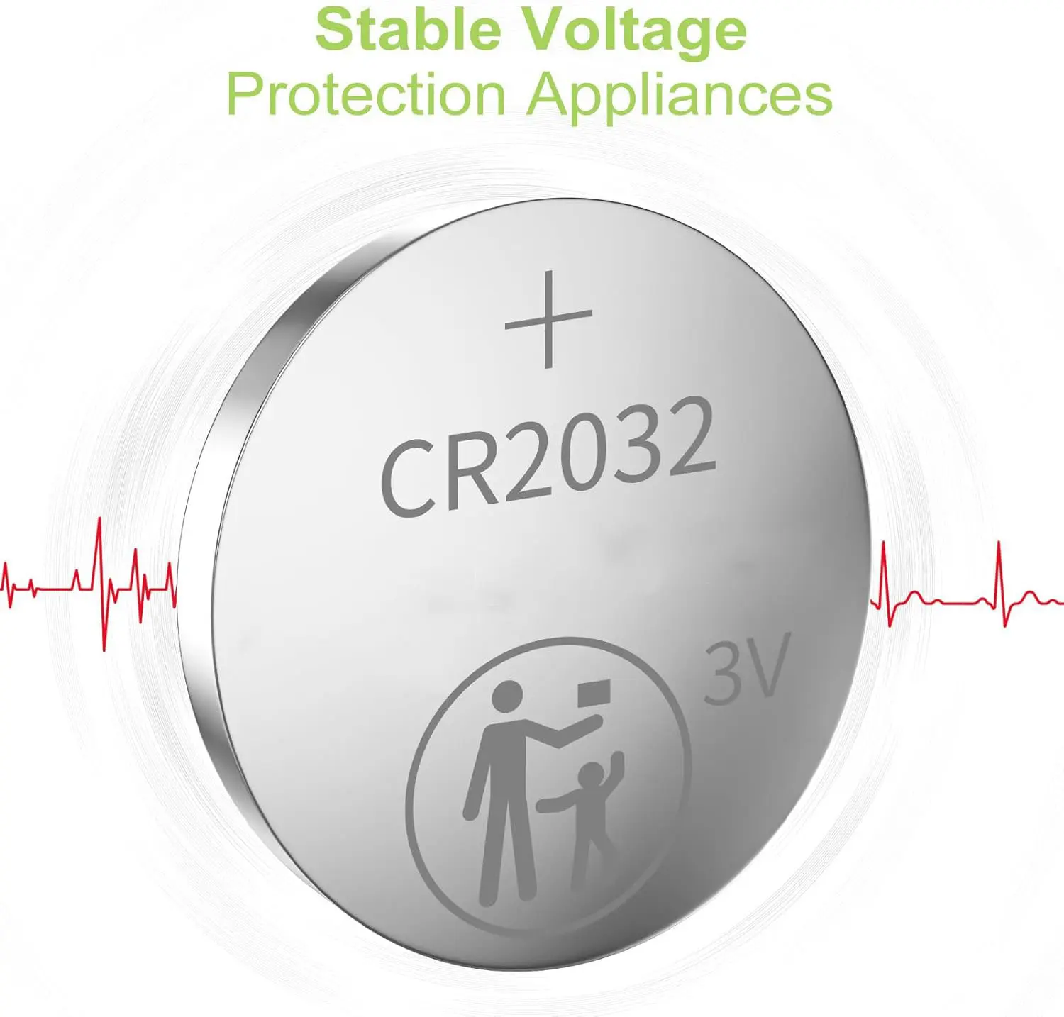 40-Pack CR2032 Lithium Coin Cell Battery, 3 Volt, Long Lasting Power, Mercury-Free  for Key Fobs, Smart Sensors, Scales, Candles