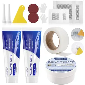 SEISSO Drywall Repair Kit, White- Wall Mending Agent 250 g* 2, Wall Repair Paste Plaster, 1 Pack Wall Putty, Repair Tape and Wall Repair Patch with 2inch 4inch, Quick Fill Crack and Nail Hole Waterproof Self-adhesive