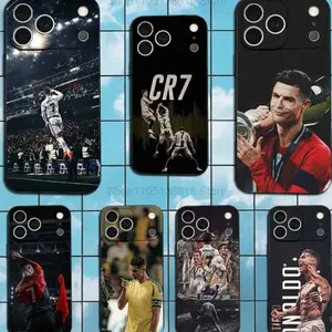 FOOTBALL SPORT Case, R-ROnAlDo Cr7 Soft Silicone Black Cover Compatible with iPhone X, 11, 12, 13, 14, 15, 16, 17 Series & Galaxy Series