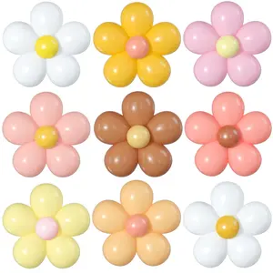 16 Set Daisy Flower Balloons Diy Kit,Multicolor Latex Balloon Flower Balloons Party Decorations For Birthday Baby Shower Wedding Anniversary Groovy Fairy Retro Hippie Theme Decor