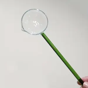 1pc Long Handle Glass Spoon - Heat-Resistant High Borosilicate Glass, Transparent Kitchen & Dining Utensil for Serving Soups, Sauces, Desserts - Durable, Easy-Clean Design for Home & Restaurant Use, Elegant Tablewar,Kitchen Utensils