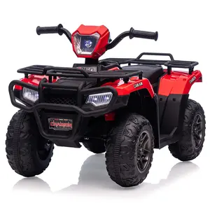 Red Kids Ride On ATV, 12V Battery-Operated Car for 37Months+, Dual Speed Adjustment 1.5-2.2mph, One Button Start，LED Light，Music, USB for Toddlers