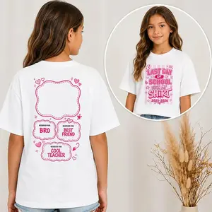 Girl Coquette of School Autograph Shirt, Sign My Shirt Class of 2026 Shirt, Pink Signature Graphic, Kids Graduation Shirt #   Last Day of School #   Sign My Shirt