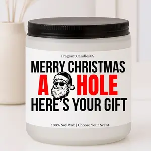 Merry Christmas candle, Santa candle, Christmas soy candle, holiday candle, festive candle, Christmas tree candle, winter home décor, Secret Santa candle, stocking stuffer candle, Christmas gifts for women, gifts for men, cozy winter candle, Husband gifts