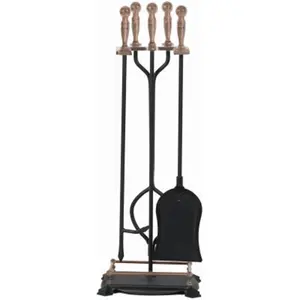 15006 Antique Brass Fireplace Tool Set, 5 Piece