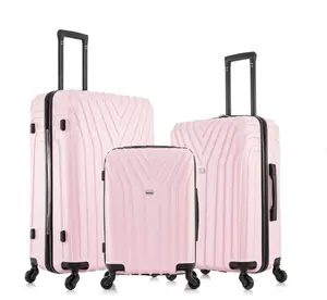 Vasty 3-Piece Hardside Luggage Sets with Spinner Wheels, Handle, and Trolley, (20"/24"/28"), Pink