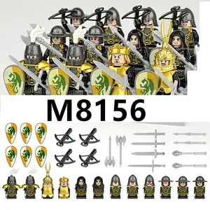 NEW Medieval Warfare Roman Soldier Building Blocks Doll Temple Knight Golden Accessories Mini Action Figures For Children Toys