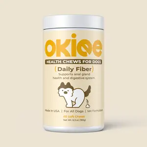 Okiee Daily Fiber Health Chews for Dogs - All-Natural Daily Dietary Fiber for Digestive & Gut Health, Supports Bowel Movement & Prevents Constipation
