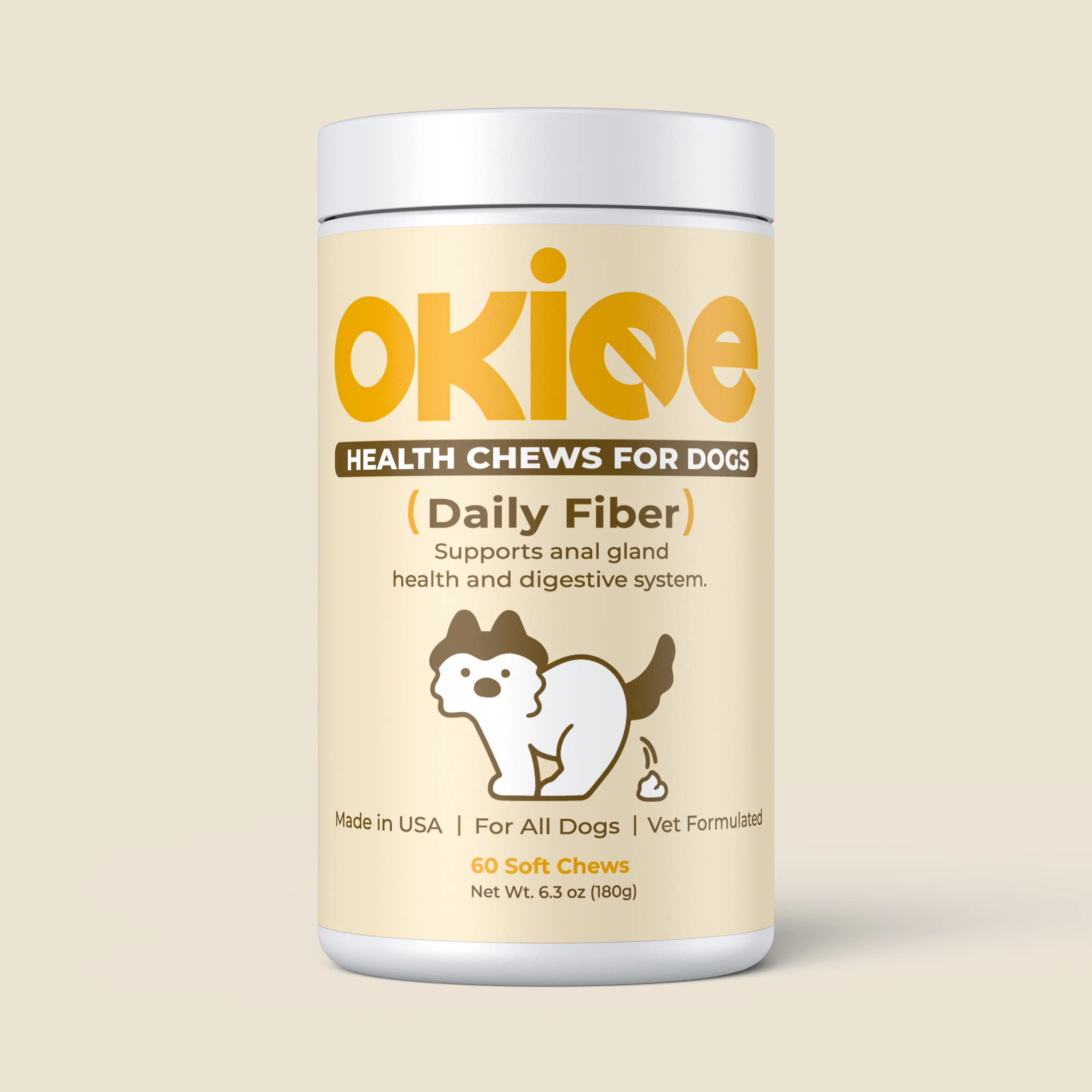 Okiee Daily Fiber Health Chews for Dogs - All-Natural Daily Dietary Fiber for Digestive & Gut Health, Supports Bowel Movement & Prevents Constipation