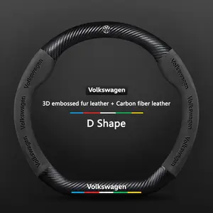 Car Steering Wheel Cover Booster Non-slip Cover Carbon Fiber Leather For Volkswagen VW GTI Jetta Golf Tiguan Transporter Passat GTD Polo Accessories