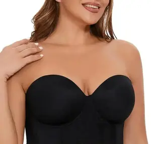 Women's Non-slip Full Bust and Full Figure Supportive Seamless Foam Padded Strapless Longline Bra and Bustier Top,Sports Beautiful Back Bra