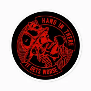 Firefighter Vinyl Sticker – Funny EMT Rescue Motivation Decal for First Responders – Indoor/Outdoor Round Red Design YP5