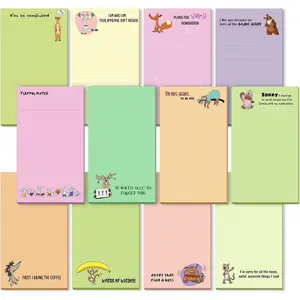 12 Pack Funny Notepads Office Coworker Gifts Novelty Funny Sticky Notes Office Supplies 3 x 5 Fun Cute Notepads Humor Memo for Teacher Work Gifts, 30 Sheets Per Pad(Cute )