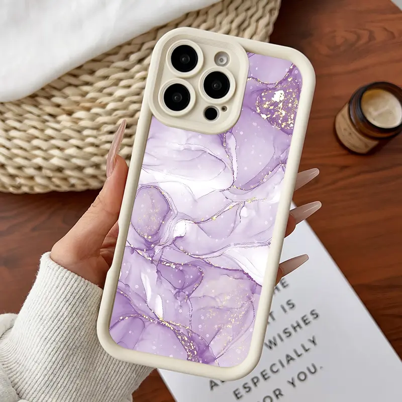 Designed for iPhone11/12/13/14/15/16/promax/x/xs/xr/xsmax CasePurple Marble Flow Soft Durable TPU Protective Cover CASE, Accessories, Smartphone, Cellphone