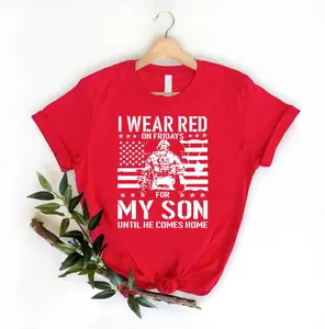 Military Mom Tshirt, I Wear Red On Friday For My Son Shirt, Red Friday Gift, American Flag Us Veteran Shirt, Remember Everyone Deployed Tee