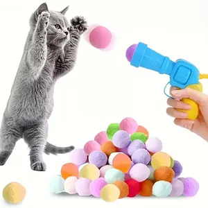 Cat Toy Set with Launcher & 50 Plush Balls, Silent Interactive Cat Toys, Stress Relief Kitten Playset, Fun Pet Accessories