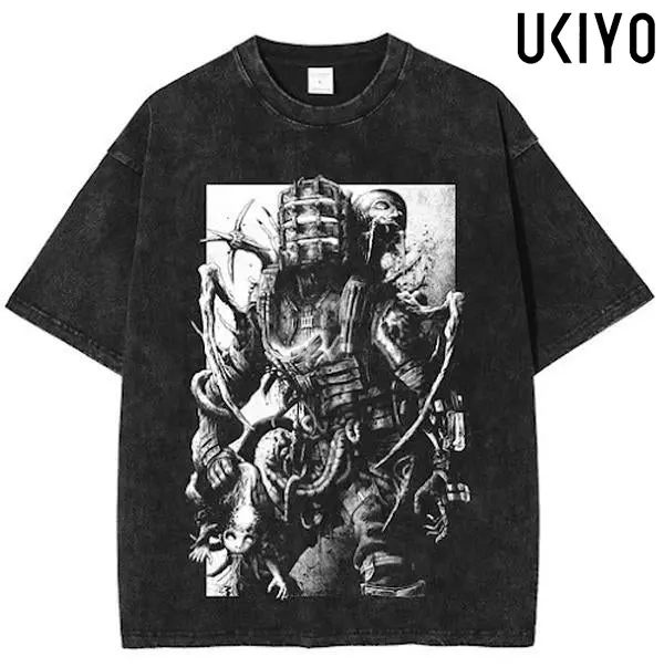 Dead Space Graphic Tee Isaac Clarke Vintage Horror Gaming Acid Wash T-Shirt Unisex Heavyweight Cotton Oversized Streetwear Tshirt Retro SciFi Merch Clothing