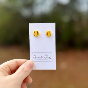 Polymer Clay Softball Studs on Hypoallergenic Stainless Steel Posts - Durable Design for Baseball Enthusiasts