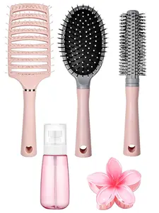 Air Cushion Bone Comb Massage Large Board Comb, Anti-Static Curling Comb, Flower Hair Clip, Spray Bottle Included