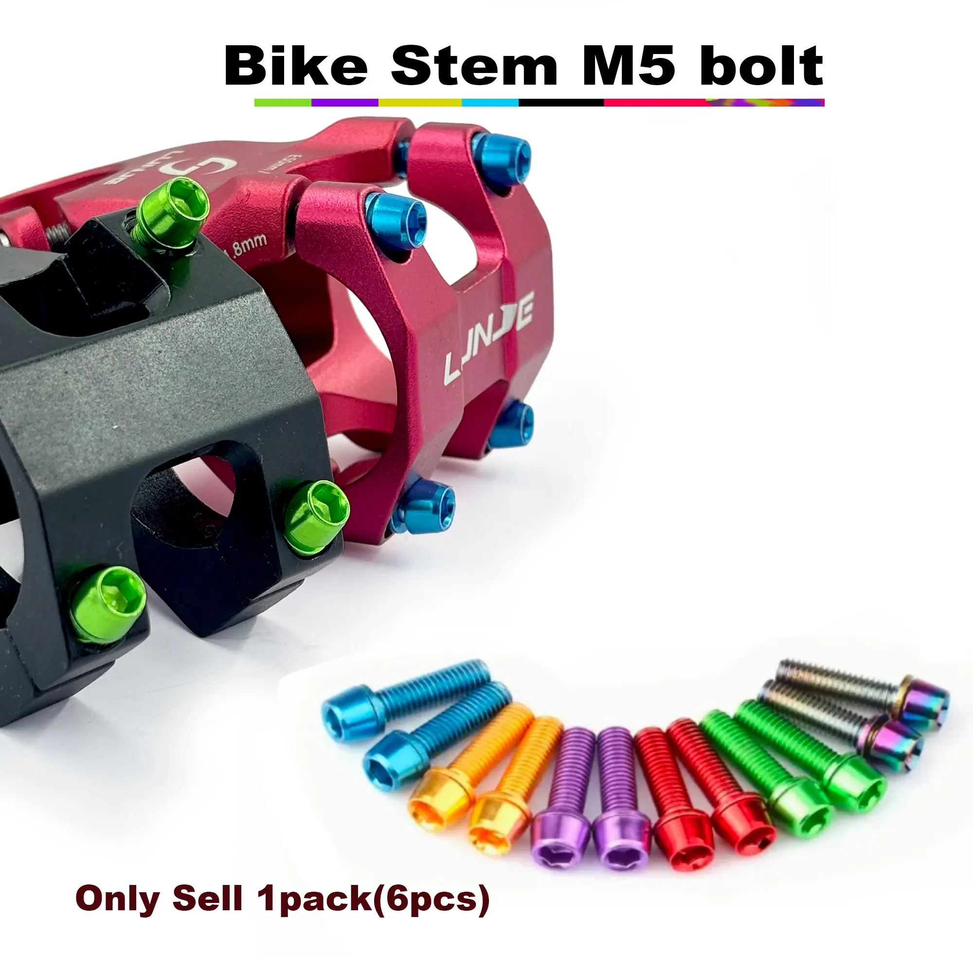 6PCS  Bike Stem Bolts,M5 Alloy Steel Bicycle Stem Bolts Screws, M5*18mm  Steel Bolts for Bicycle Updating