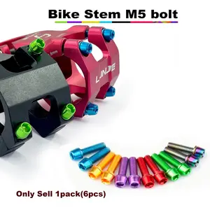 6PCS  Bike Stem Bolts,M5 Alloy Steel Bicycle Stem Bolts Screws, M5*18mm  Steel Bolts for Bicycle Updating