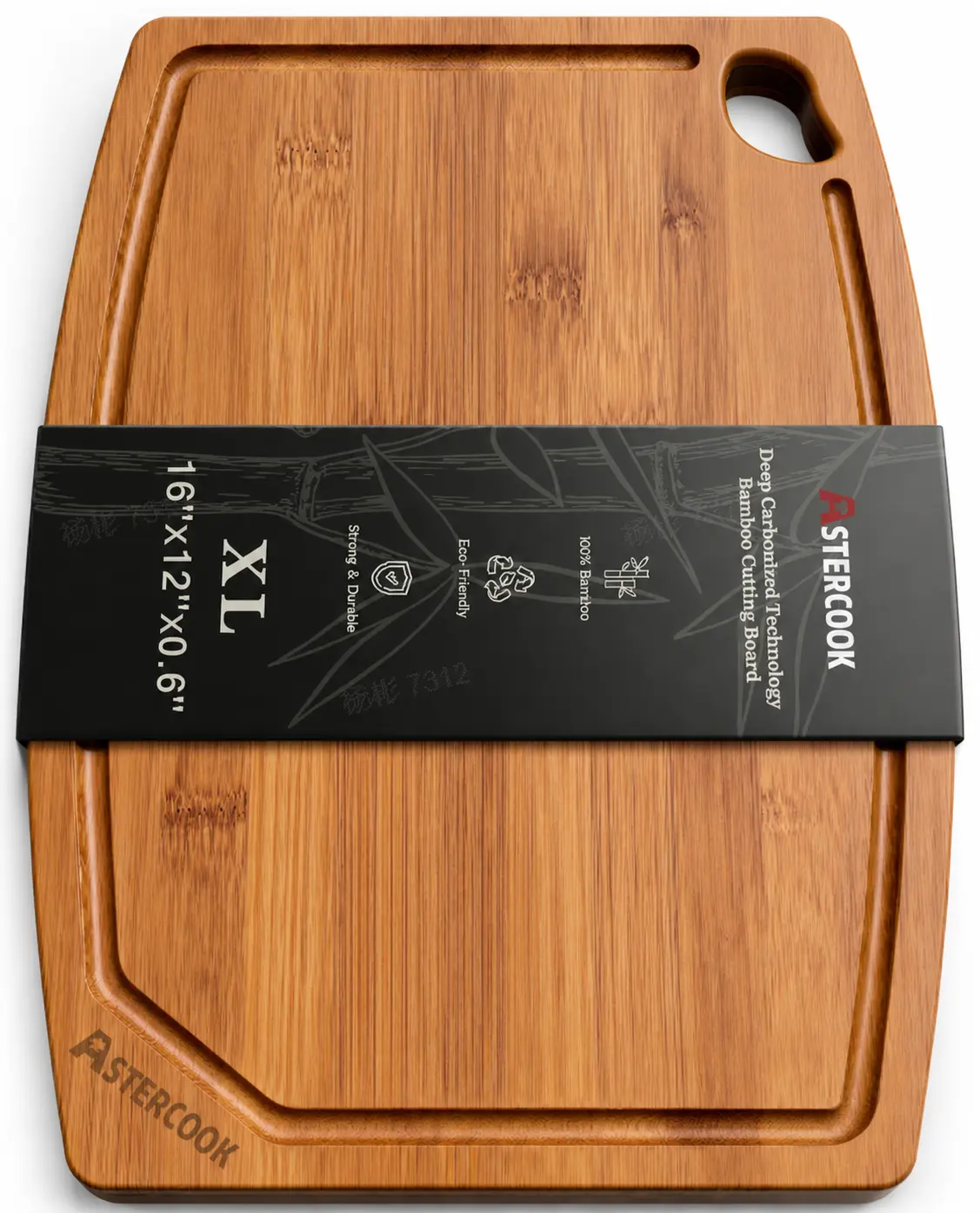 Astercook Durable Natural Bamboo Cooking Cutting Board, 16x12 in Wooden Option with Juice Groove, Easy-Grip Handle, Non-Slip Feet for Meat, Vegetables - Kitchen BBQ Prep Essential for Knives, Cutting Boards for Kitchen