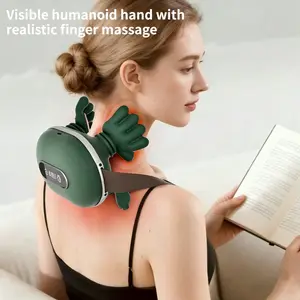 Shoulder and neck massager, bionic heating massager, portable neck and back massager with fingers, 4D kneading massager, simulating a real palm, to relieve pain and relax muscles, Muscle Relaxation, Muscle Tension Relief