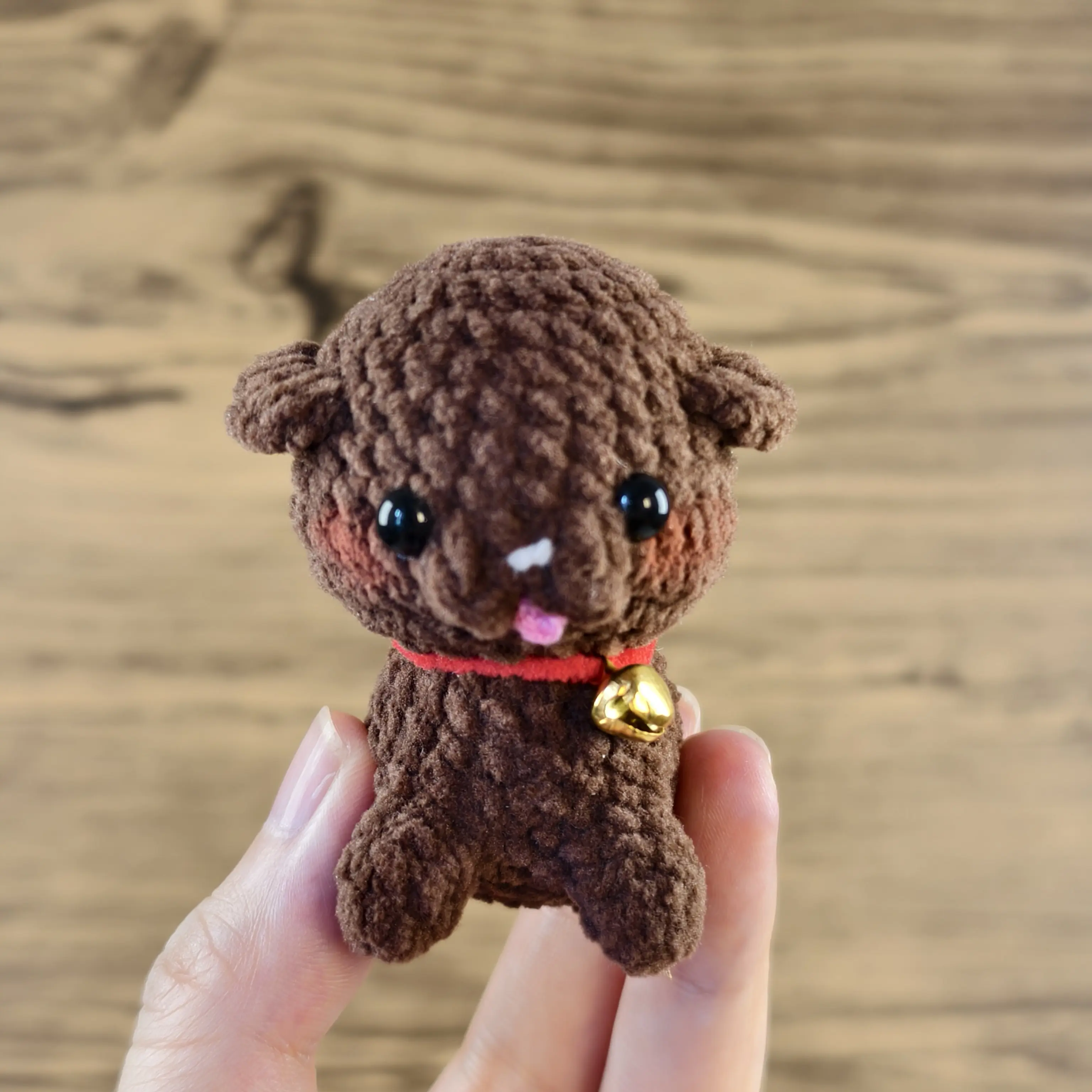 Handmade Amigurumi Crochet Poodle Puppy With a Bell Plushie
